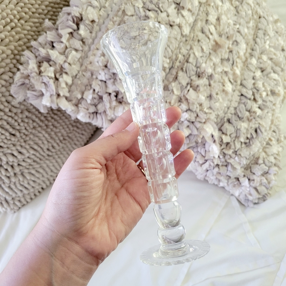 Vintage Ornate Crystal Small Thin Glass Vase